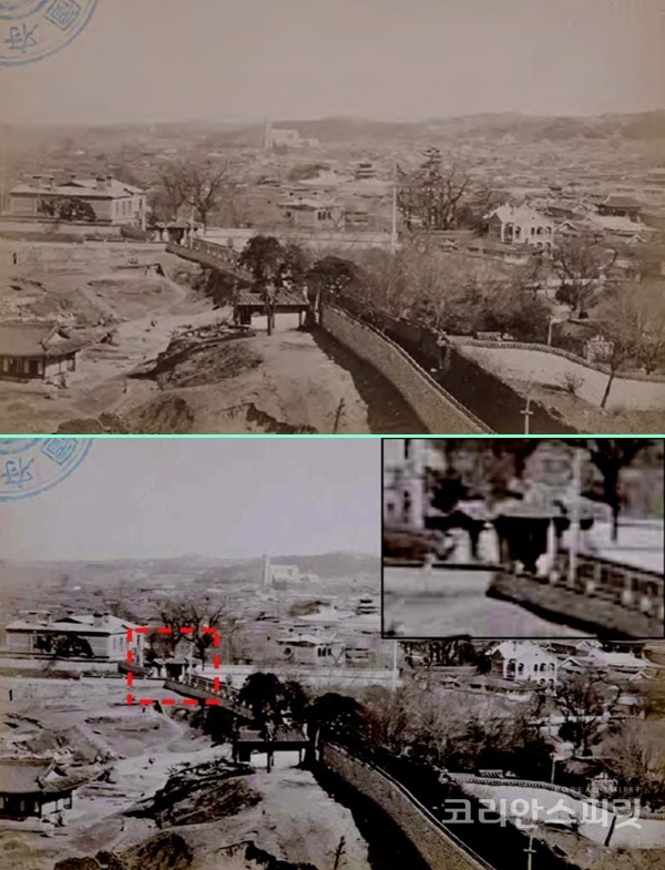 옛 러시아공사관에서 바라본 고종이 거처를 옮기 길을 찍은 1900년 대 초 사진.  [사진=문화재청]