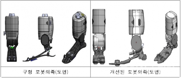 국내 최초로 로봇의족을 개발한 한국기계연구원이 국가보훈처와 함께 진행한 임상시험 및 적합테스트를 거쳐 개발한 최첨단 국산 로봇의족. [사진=국가보훈처]