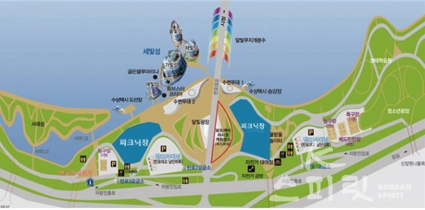 반포 한강공원 통제현황.(파란색 통제구역). [사진=서울시]