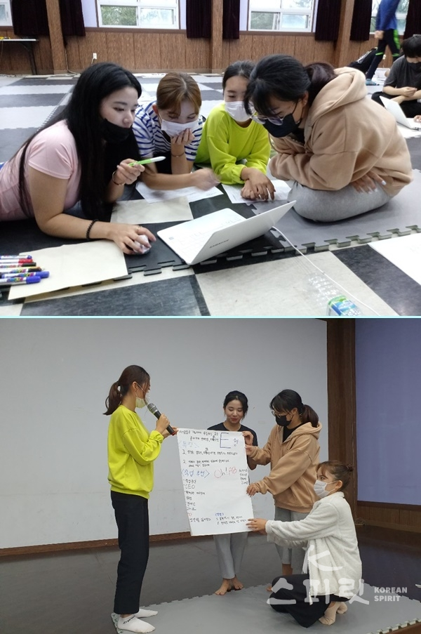 전수빈 학생은 캠프 기간동안 참가자들과 팀을 이루어 프로젝트 활동을 하면서 많은 친구를 사귀었다. [사진=벤자민인성영재학교]