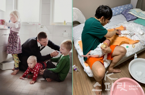 여성가족부와 주한스웨덴대사관은 지난 11일부터 내년 5월 31일까지 대한민국과 스웨덴 아빠의 육아생활 사진전  ‘희‧노‧애‧락 아빠들의 육아 이야기’를 개최한다. [사진=여성가족부]