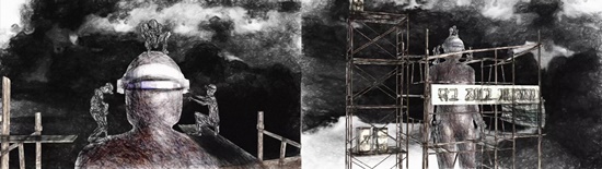 홍남기, 'on the scene',  드로잉 애니메이션, 4분 37초, 2016. [사진제공=아트스페이스]