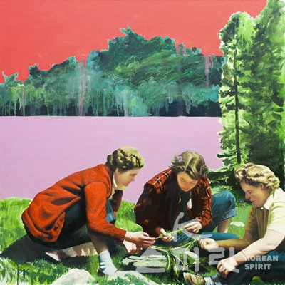 최진순, Woman in the woods, oil on canvas, 112.1x112.1cm, 2021. [사진제공=갤러리그림손]