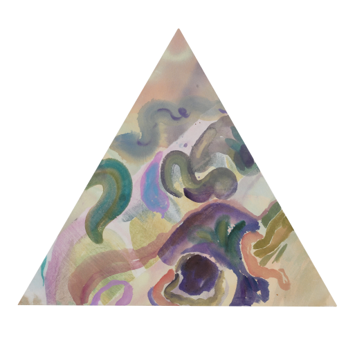 untitled, Equilateral triangle  60cm, Color on silk layered canvas, 2020. [사진제공=갤러리도올]