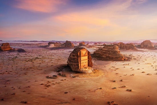 사우디 왕국 북서쪽에 있는 알울라 지역의 나바테안 헤그라 고대 유적. [사진=사우디아라비아 관광청 한국사무소 제공]