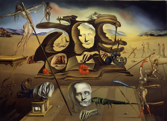 "임신한 여성이 된 나폴레옹의 코, 독특한 폐허에서 멜랑콜리한 분위기 속 그의 그림자를 따라 걷다    Napoleon’s Nose, Transformed into a Pregnant Woman, Strolling His Shadow with Melancholia  amongst Original Ruins", 1945      ⓒ Salvador Dalí, Fundació Gala-Salvador Dalí, SACK, 2021. [사진=GNC Media 제공]