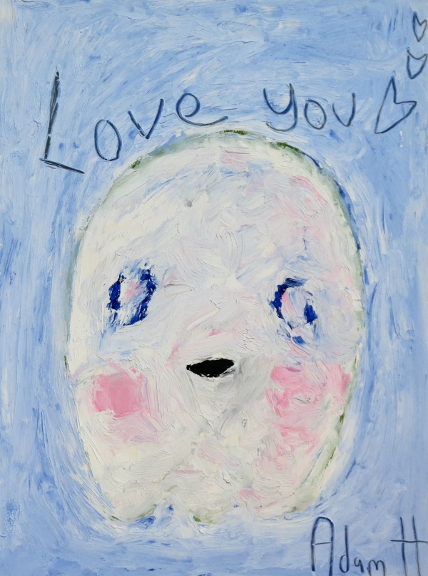 Love You Blue Ghost, oil stick on paper, 31x23cm, 2021. [사진=더트리니티갤러리]