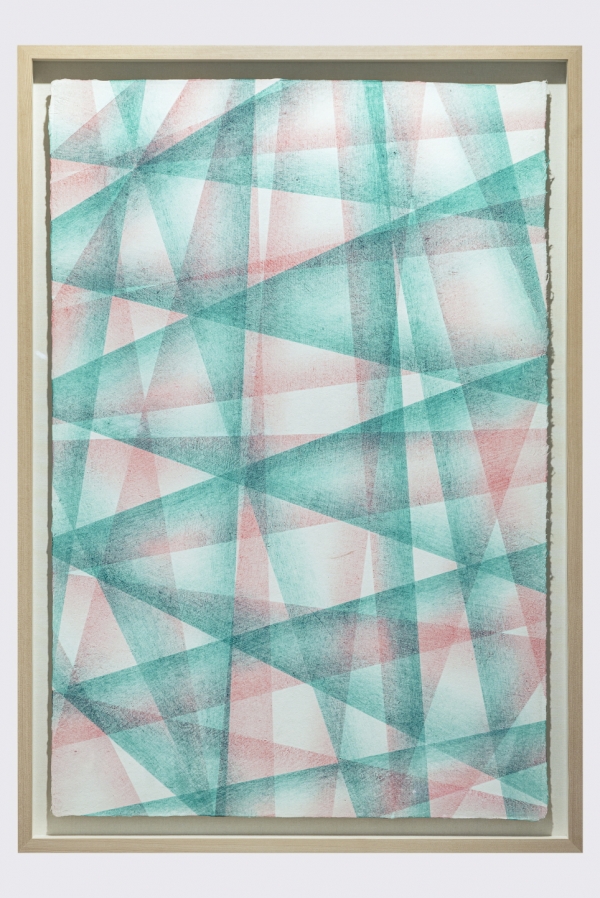 박기원, 수평 15, 2021, Oil colors on Korean paper, 94x63cm [사진 아라리오갤러리]