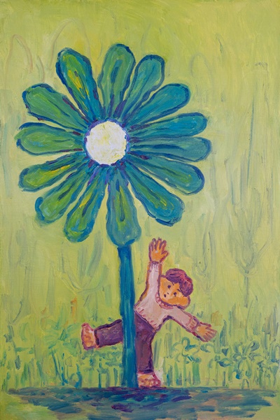 QWAYA, 큰 꽃 아래에서 under the big flower, oil on canvas, 91x60.5cm, 2022 [사진 아뜰리에아키]