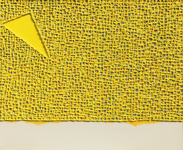 김병구, 오컴의 면도날2,  캔버스 위에 혼합재료, 45.5×53cm, 2022  [사진 헤드비갤러리]