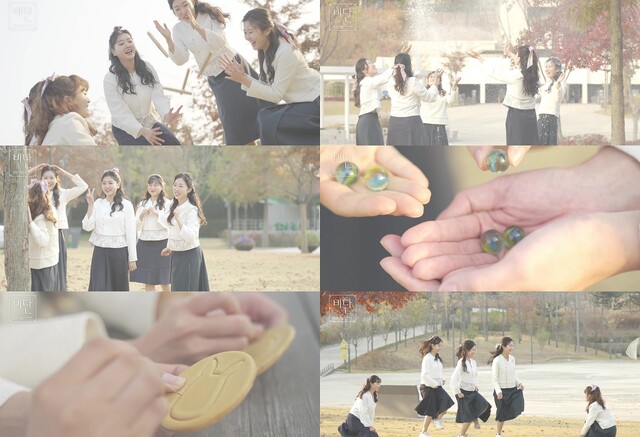 그룹 '비단'의 신곡 뮤직비디오에서는 윷놀이, 구슬치기 등 추억의 놀이를 재현해 설레는 마음으로 설을 맞는 기쁨을 표현했다. 사진 케이앤아츠.