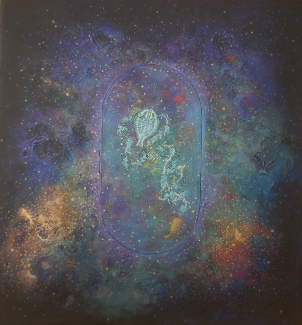 제랄딘 하비에르, PROJECT NEXT EARTH_Planktons, Jellyfish, 2022, Acrylic, powdered pigment, encaustic on canvas  [사진 아라리오갤러리]