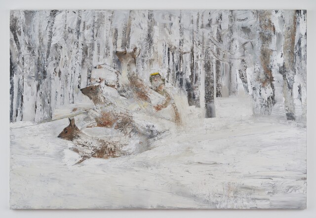 안지산, 고라니 사냥 3, 2023, Oil on canvas, 194 x 130 cm [사진 아라리오갤러리]