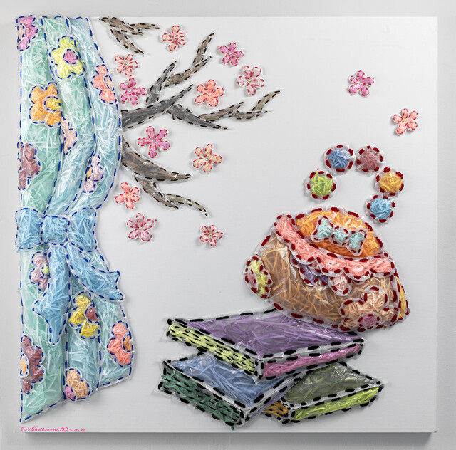 박선영, 행복한 외출, 혼합재료, 100x100x7, 2023. 사진 삼정갤러리