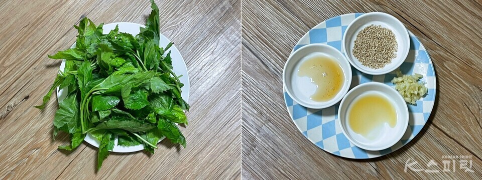 취나물 무침 주재료와 양념. 사진 백연지 시민기자.