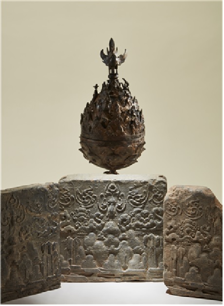 백제금동대향로와 산수봉황무늬 벽돌[이미지 국립중앙박물관]