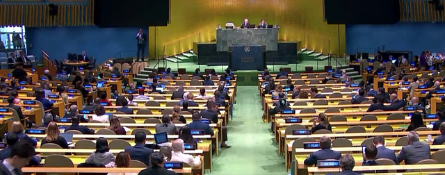 대한민국은 지난 6일 밤 11시(서울기준) 뉴욕 유엔본부에서 열린 유엔 안보리 이사국 선거에서 180개 국의 지지를 받아 비상임이사국으로 선출되었다. 사진 SBS뉴스 갈무리.