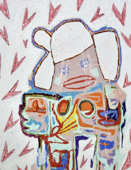 아담핸들러Adam Handler, Old Fleeting Heart Girl, 2023, Oil stick, acrylic and pencil on canvas, 38x30in, 96.5x76.2cm. 사진 갤러리JJ