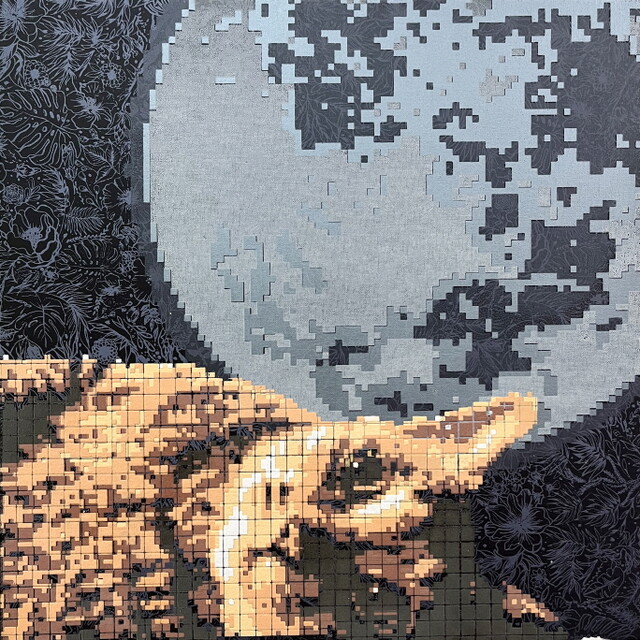 루민, 달냥이 23-5, 50x50cm, Acrylic mixed media on canvas, 2023 [사진 삼원갤러리]