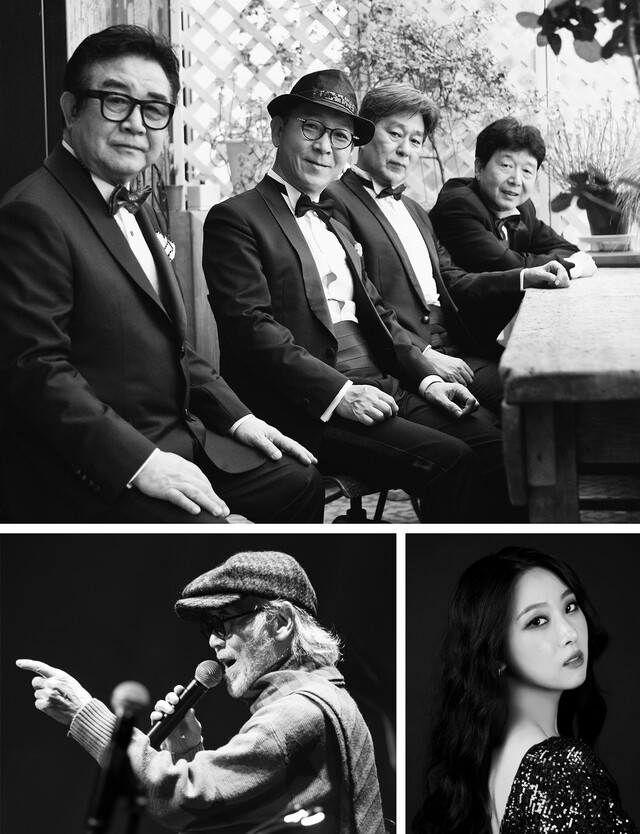 서울재즈쿼텟(위)과 11월 19일 공연에 참여하는 게스트 보컬리스트 김준, 마리아킴(아래). 사진 플러스히치