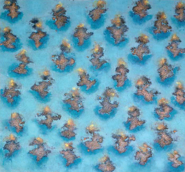 물성과 빛, 2011,  무직천에 천연채색, 181 x199cm. 사진 영은미술관