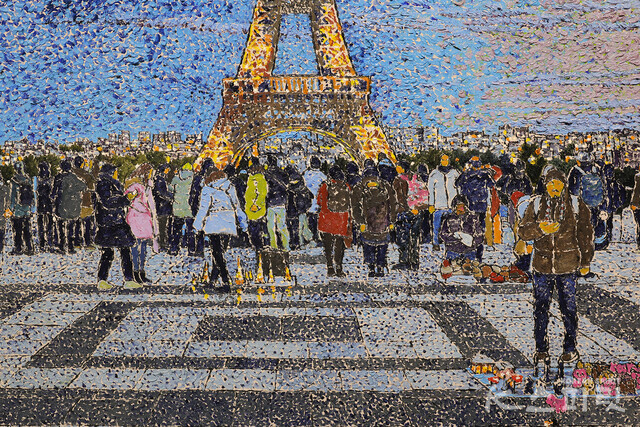 Seeing, 파리, 에펠탑, 362x156cm, Oil on canvas, 2021 (부분 이미지) [사진 김경아 기자]
