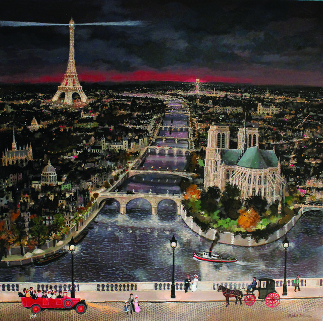 파리, 조감도, Paris, à vol d'oiseau, 2017, Acrylic on Canvas, 71x71cm ©Michel Delacroix