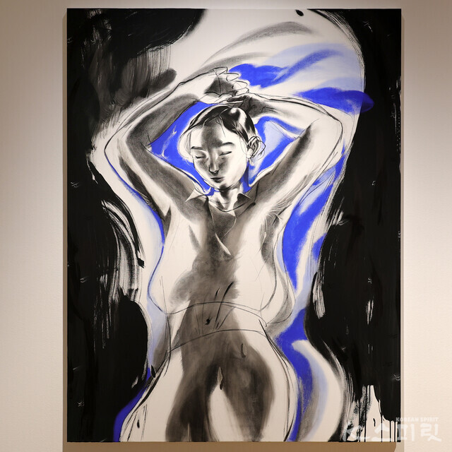 정수정, Meditation, 2021, acrylic and pastel on canvas, 145.5x112cm ​[사진 김경아 기자]