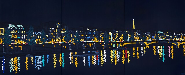 Walking by the River (The River #2), 2023, Acrylic on canvas, 200.6 x 495.3 cm © Yoon Hyup. Photo courtesy of the artist. 이미지 롯데뮤지엄