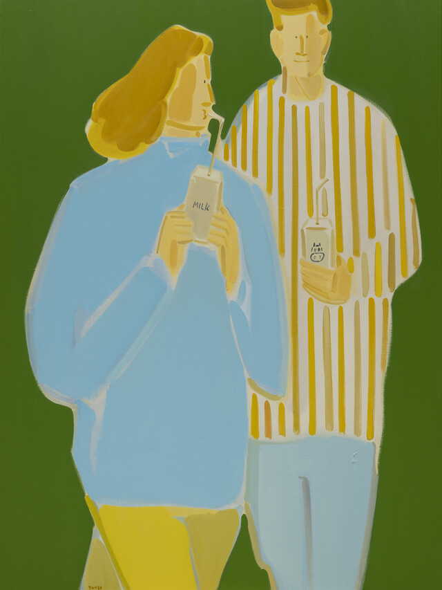 백윤조 Paek Yunzo, Milk cartons (Walk series), 2024, oil on canvas, 133 x 99.4 cm. 이미지 갤러리조은