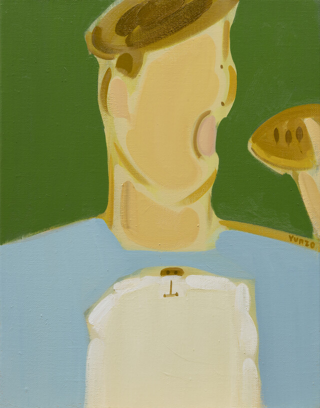 백윤조 Paek Yunzo, Just one bite (Face series), 2024, oil on canvas, 41 x 32 cm. 이미지 갤러리조은
