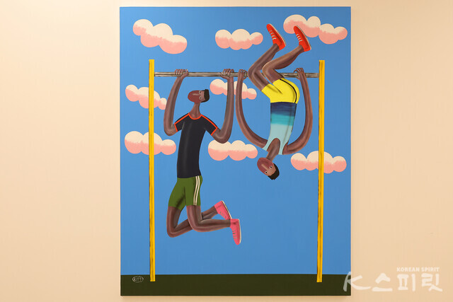 Kitti Narod, Pull Up, Acrylic on canvas, 150x120cm, 2023 [사진 김경아 기자]
