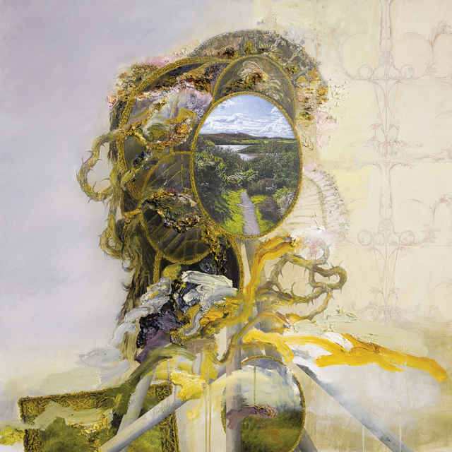 데이비드 킴 휘태커 David Kim Whittaker, The Privy (To Look In The Mirror), 2019, Oil and acrylic on primed canvas, 152x152 cm. 이미지 오페라갤러리