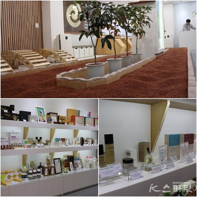 K힐링체험관에는 자연 유래된 성분과 자연치유력을 높이는 건강 원리를 바탕으로 한 체험도구와 엄선한 일상용품들이 마련되었다. 사진 강나리 기자.