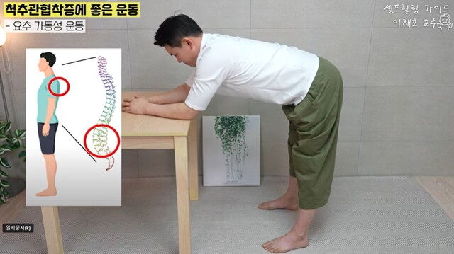 요추가동성 운동 동작1. 사진 일지의 브레인TV 갈무리.