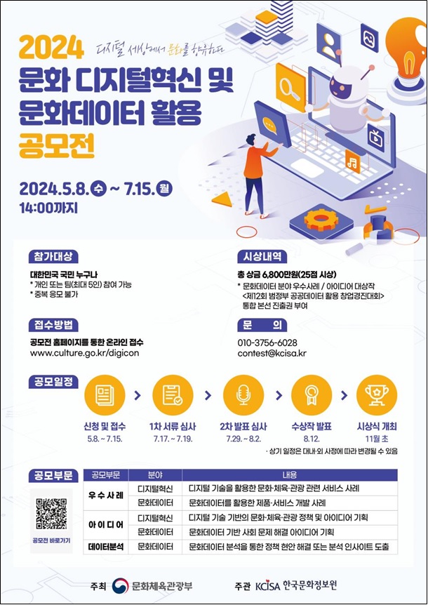 ‘2024 문화 디지털혁신 및 문화데이터 활용 공모전’ 포스터. 이미지 문체부.