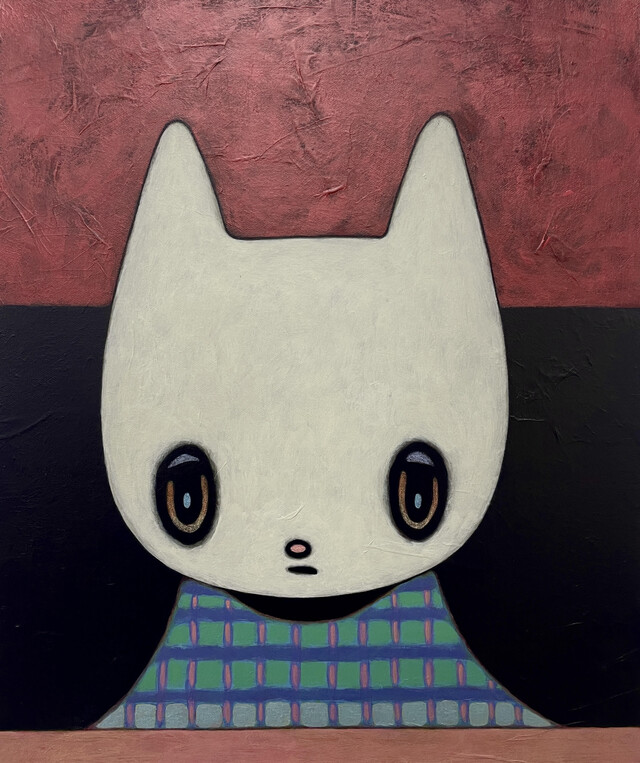 마이코 코바야시 Maiko Kobayashi, Untitled, 2024, Acrylic, color pencil, Japanese Washi paper on canvas, 45.5 x 38 cm. 이미지 갤러리 조은