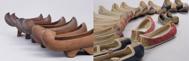 나막신(왼쪽)과 가죽신. 이미지 국립대구박물관.