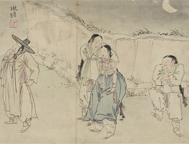 화원 백은배의 〈백임당풍속화첩〉중 '양회초야'.  사진 간송미술관 제공.