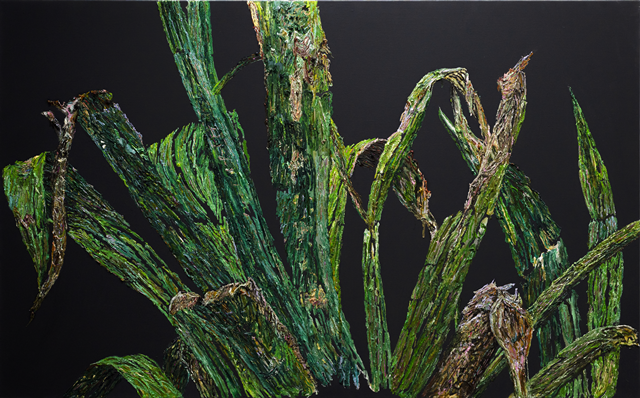 Locations of God - Once Clear, 2023, Mother of pearl, Oil on canvas, 80.3 × 130.5 cm. 이미지 금산갤러리