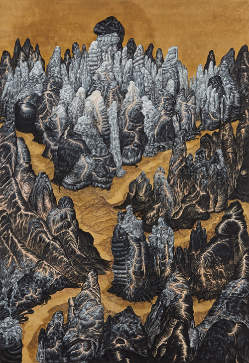 내려오는길 On their way down, 2015, Gouache on paper, 90 × 130 cm. 이미지 금산갤러리
