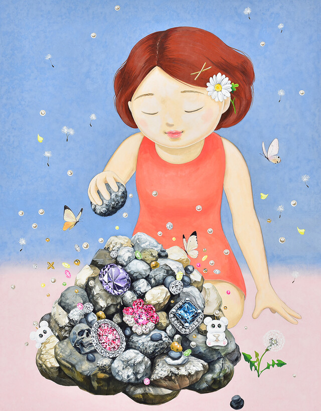 김지희, Eternal Golden, 2024, Colored on Korean paper, 116x91cm. 이미지 김지희