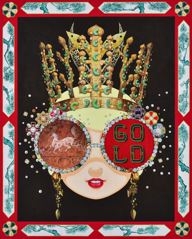 Kim Jihee, Eternal Golden, 2024, Colored on Korean paper, 162x130cm. 이미지 김지희