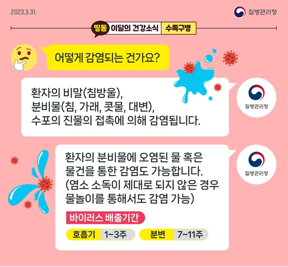 수족구병 바로알기 카드뉴스. 이미지 질병관리청.