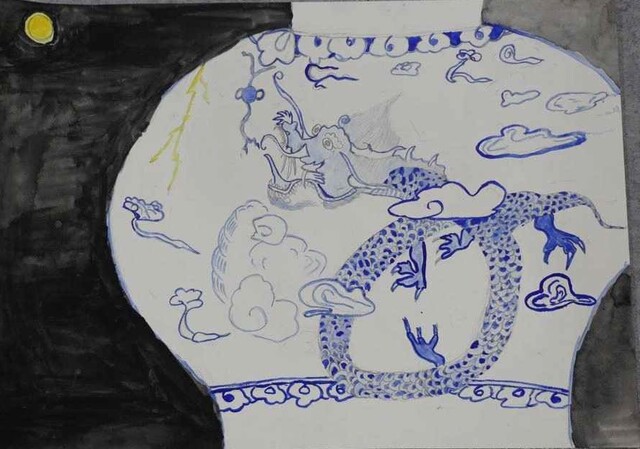 대상작, ‘푸른 용을 품은 백자’(정시윤). 이미지 국립전주박물관.