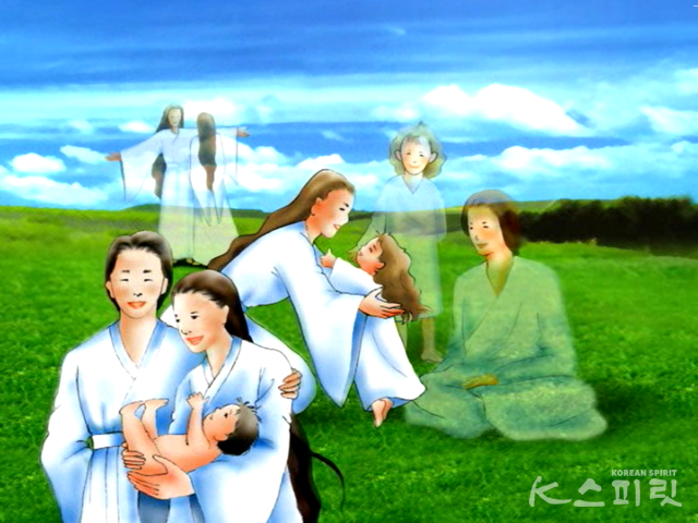 한국 선도에서는 본성을 회복한 이상적인 인간상으로 마고성 사람들을 상정한다. 신과 같은 마고성 사람들. 사진 국학원 제공.