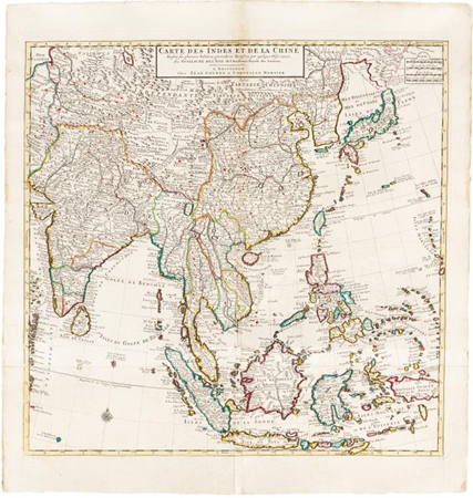 기욤 드릴의 〈인도와 중국 지도〉전체. 사진 동북아역사재단.