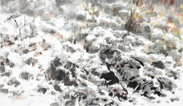 눈이 부시는, 2023, 수묵담채, 118x70cm. 이미지 갤러리그림손