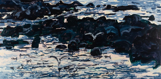 고성리의 아침Ⅱ, 2024, Acrylic on Canvas, 97x193.9cm. 이미지 김용주