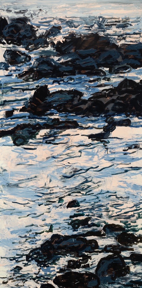 고성리의 아침Ⅲ, 2024, Acrylic on Canvas, 193.9x97cm. 이미지 김용주